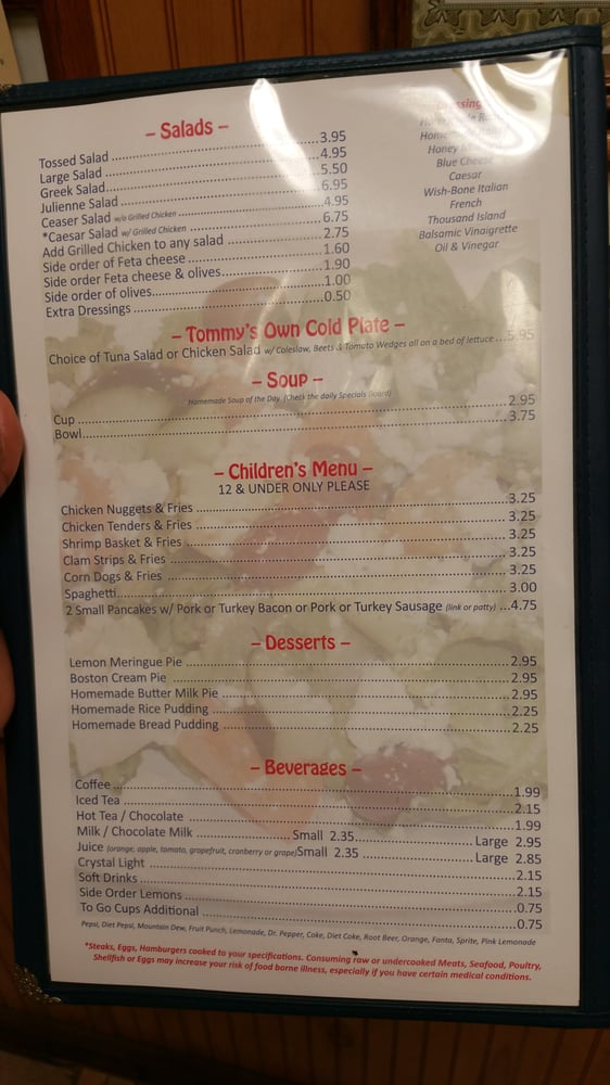 Tommy's Restaurant Menu - Image 9